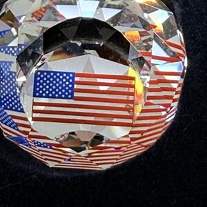 Swarovski Crystal 2001 American Flag 40mm Ball United States Paperweight